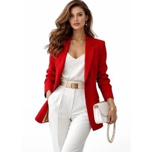 Prestige of Boston Vintage 80’s classic, professional pure wool lined red blazer